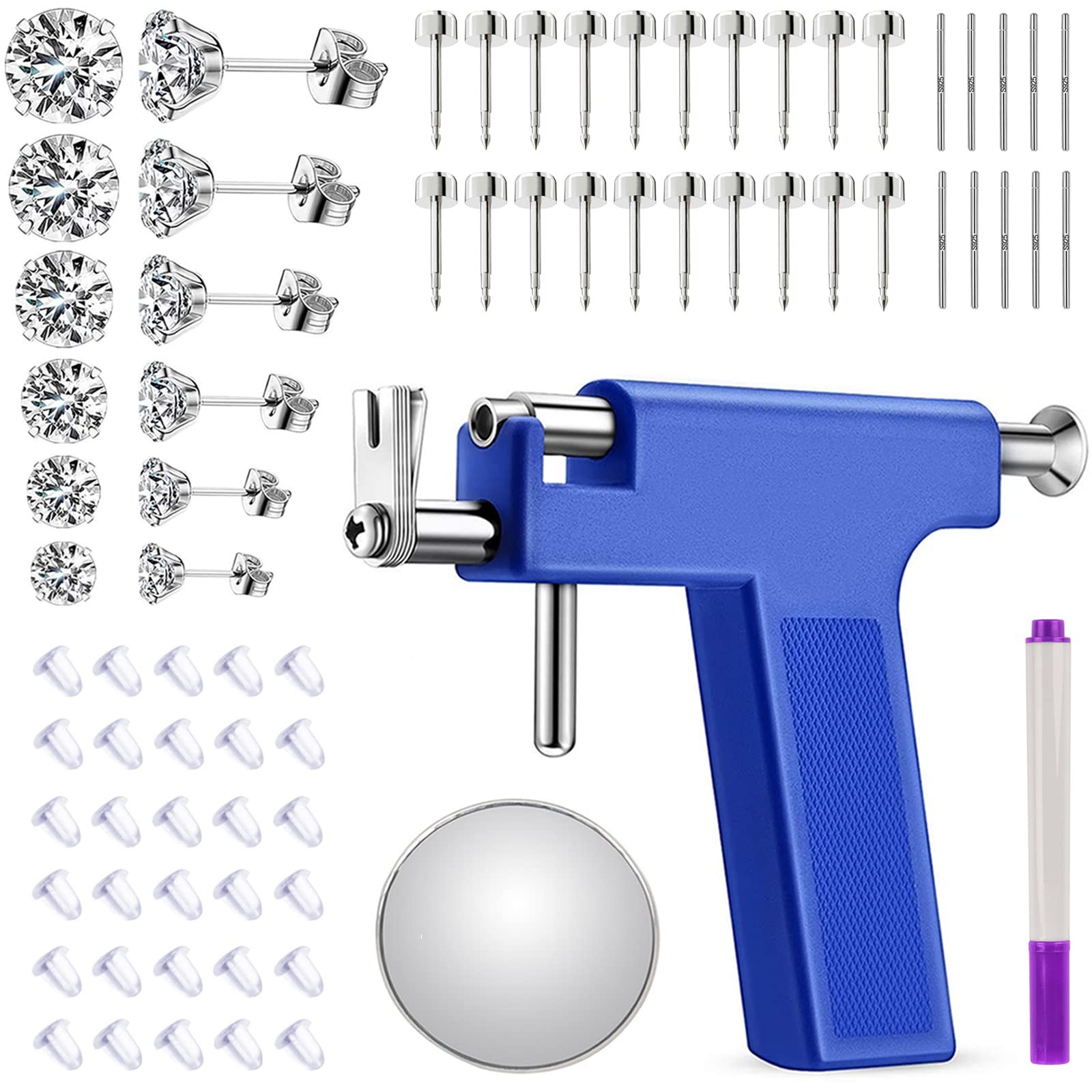 YASPIT Ear Piercing Gun Kit,Professional Nose 1 Count (Pack of 1), Blue