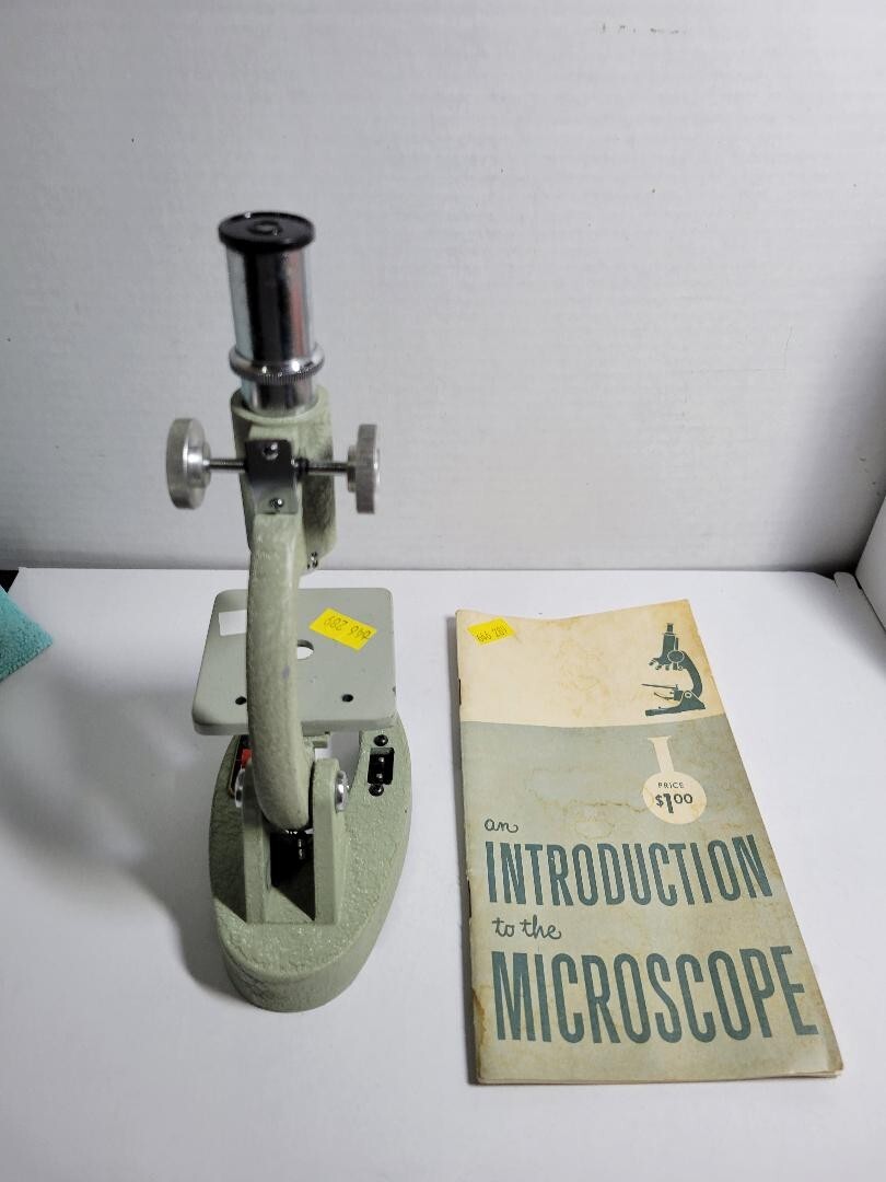 Vintage Sears Microscope #6366 & Milben Prepared Slides Micro-Organisms