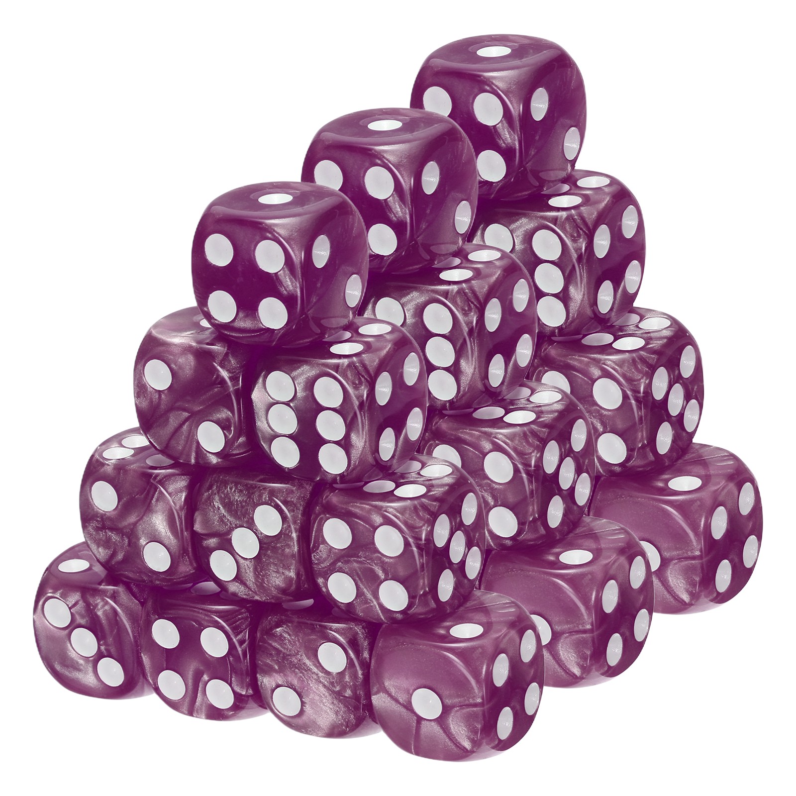 30Pcs Standard Game Dice Set 16mm Pearl Pattern Square Dice, Purple Red