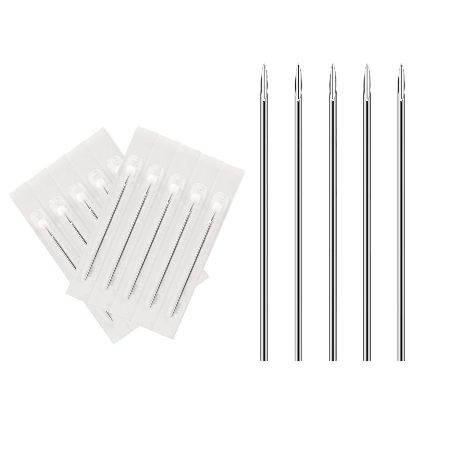 ATOMUS Body Piercing Needles, 10pcs 16G Stainless Steel Sterile Disposable...