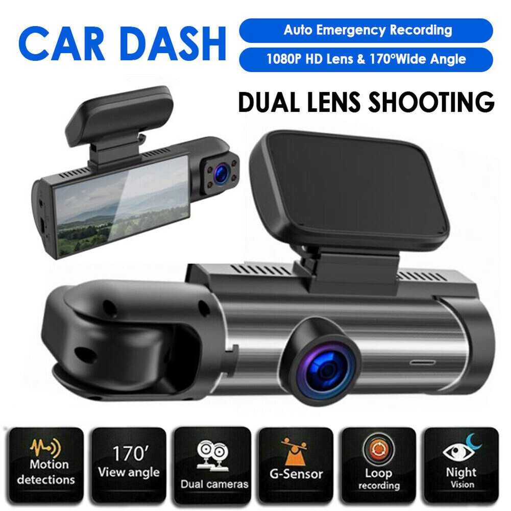 Dual Lens Car Dash Cam DVR Driving Recorder Front Inside Camera 1440P G-sensor