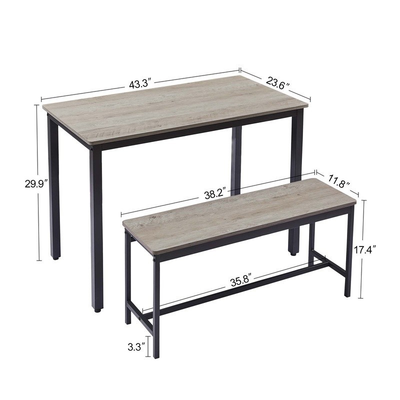 3 Piece Dining Table Set Space Saving Design 4 Modern Style Kitchen Benches New