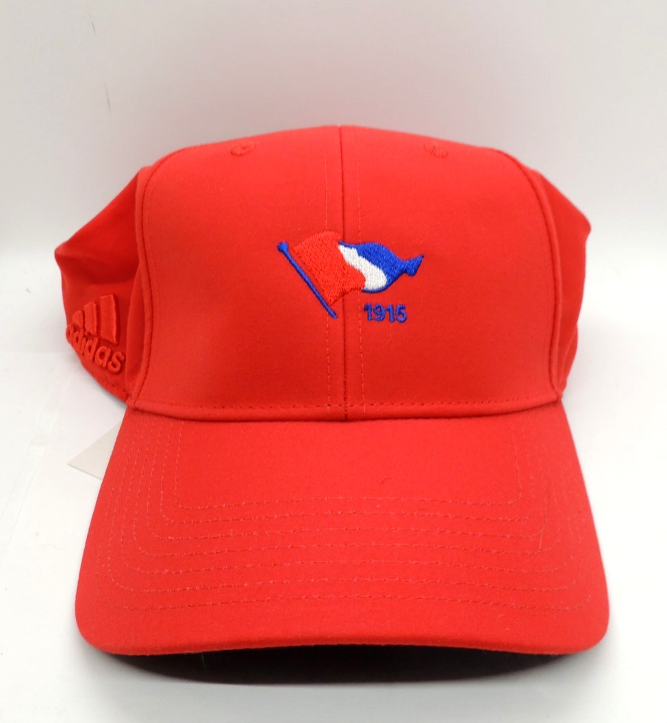Men's Adidas Golf Hat Adjustable Performance Cap Red with Flag NEW