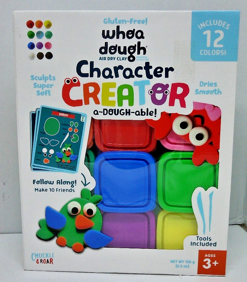 Whoa Dough Air Dry Clay Character Creator, 12 colors and tools included