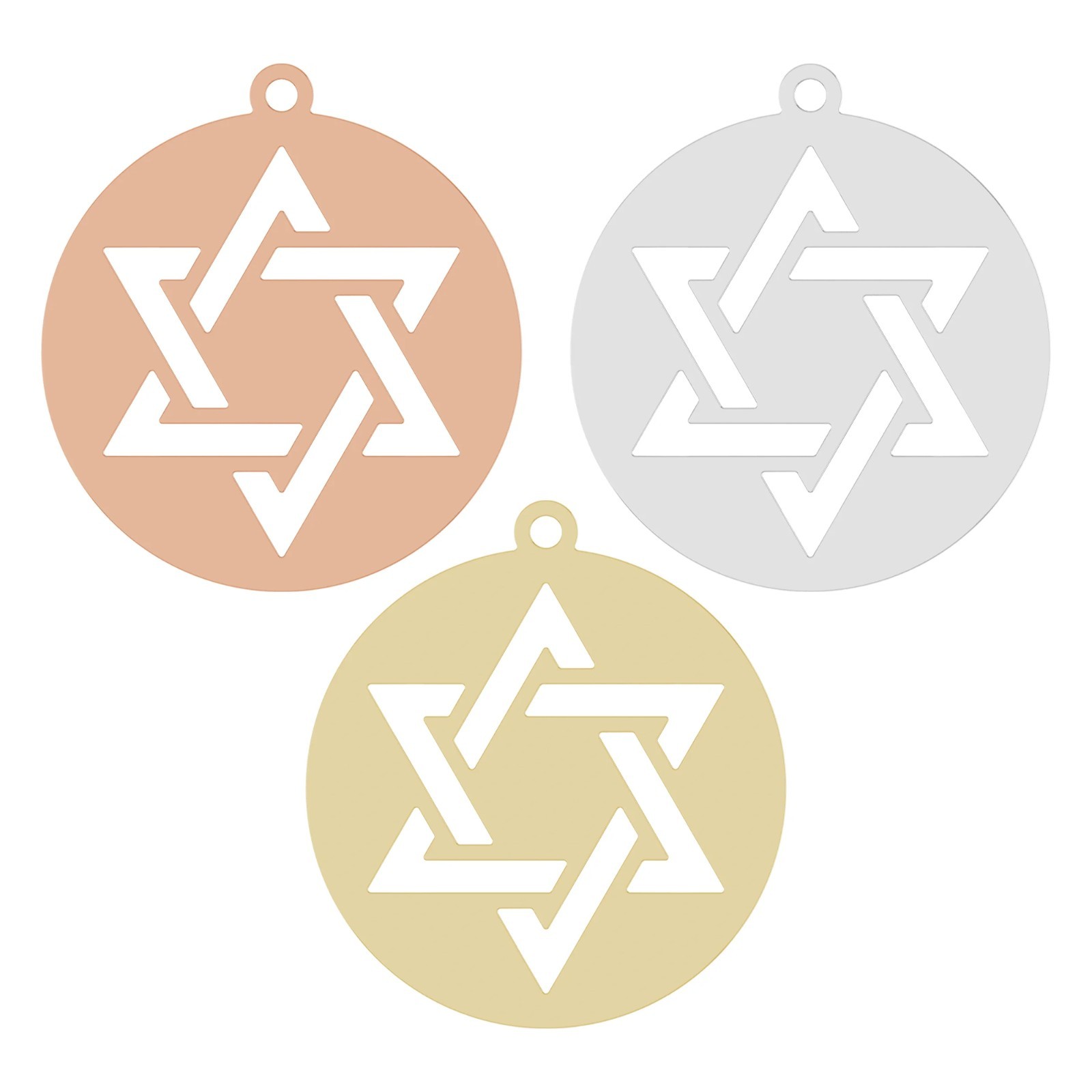 10K 14K 18K Gold, Platinum & Sterlium Plus Star of David Dangle