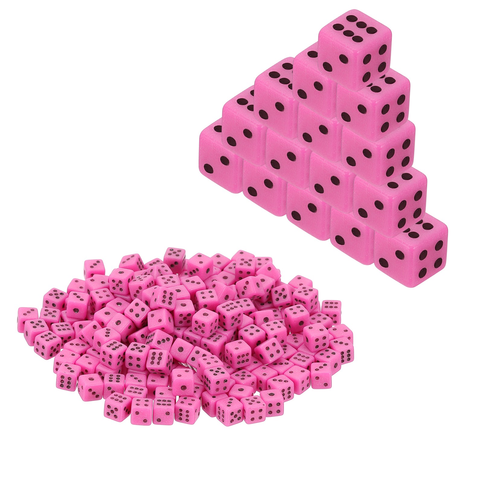 200Pcs Mini Acrylic Polyhedral Dice 5mm 6 Sided Square Corner Dice, Pink