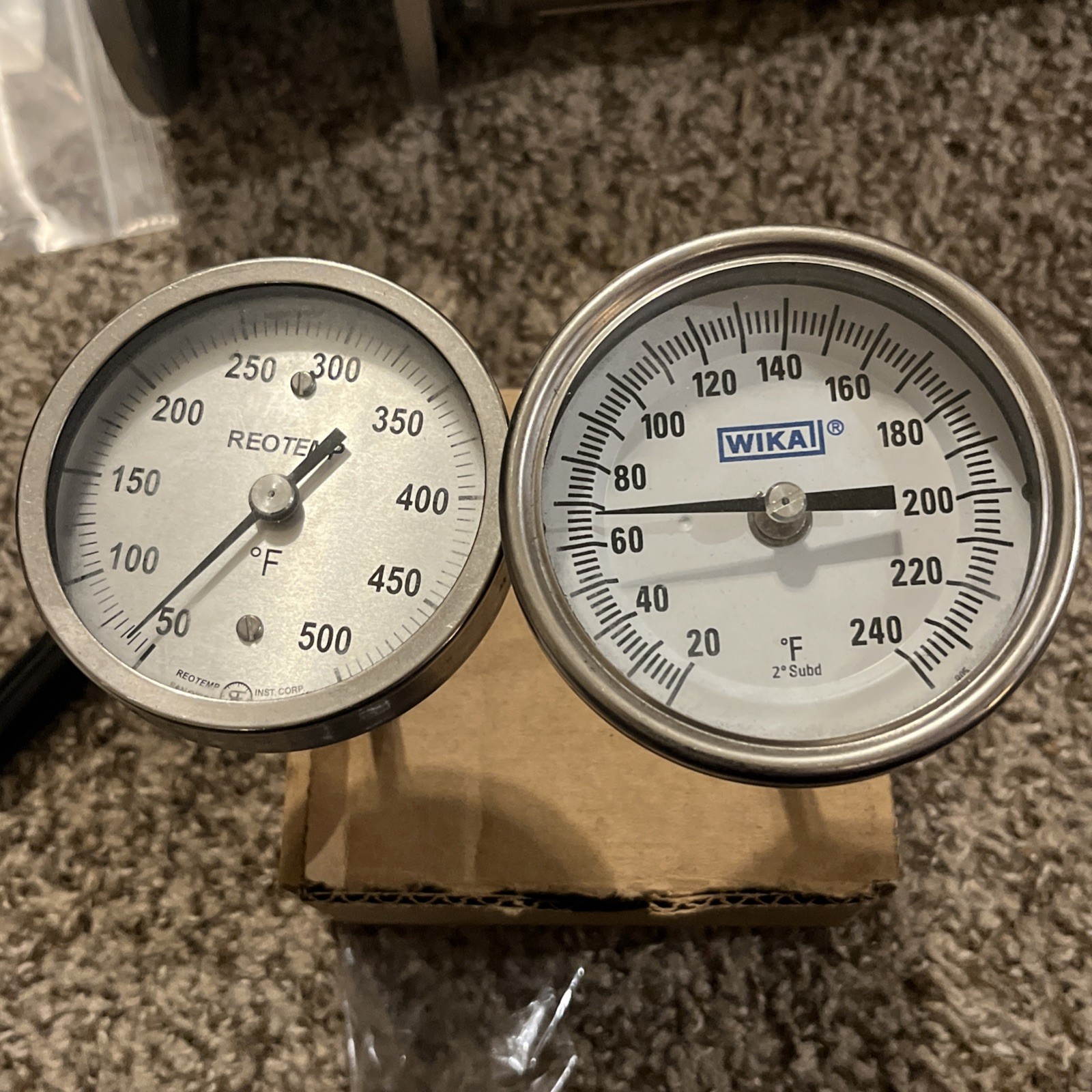 2 LOT REOTEMP WIKA TEMPERATURE GAUGES 50-500 F 20-240 F VERY CLEAN