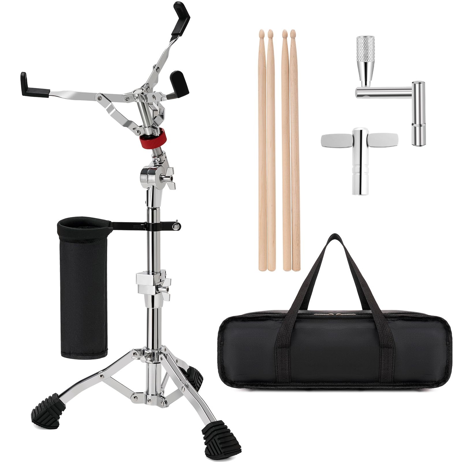 HeavyDuty Snare Drum Stand 814 Inch Adjustable With Sticks Holder Bag Kit