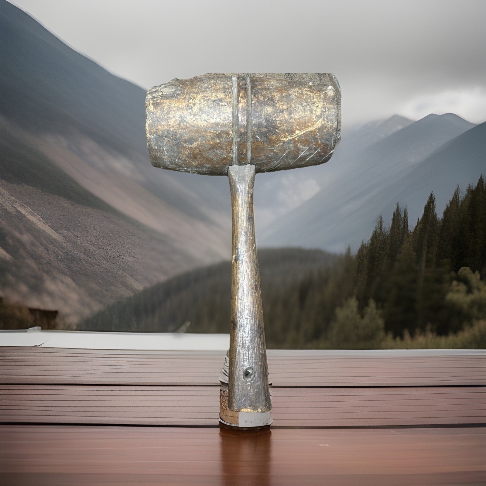 Antique Barrel Head Wooden Mallet Primitive Hammer Carpenters Handmade11 1/2 In