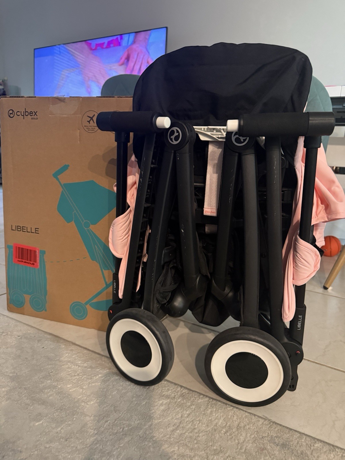 Cybex Gold Libelle Single Stroller Pink/Black, Folding Canopy