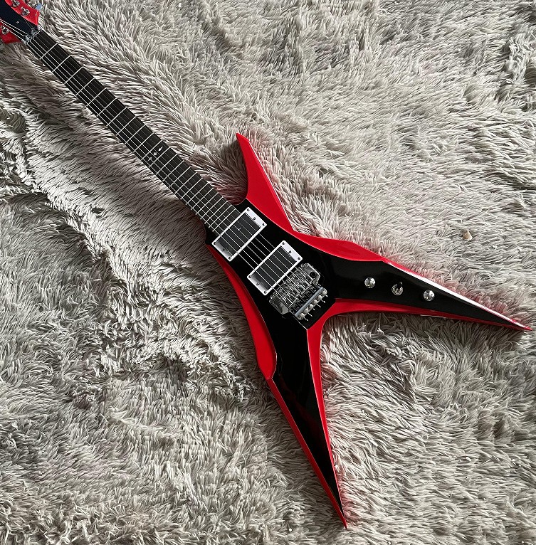 New Special Shape Electric Guitar Red&black FR Bridge H-H Pickups Guitar