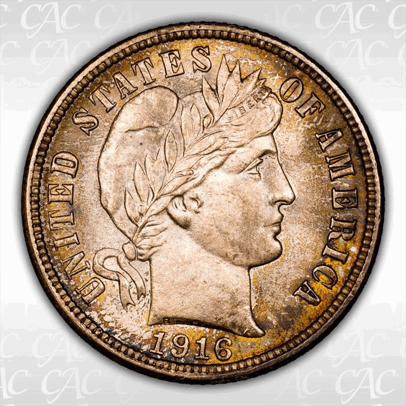 1916 Barber 10c CACG MS 66