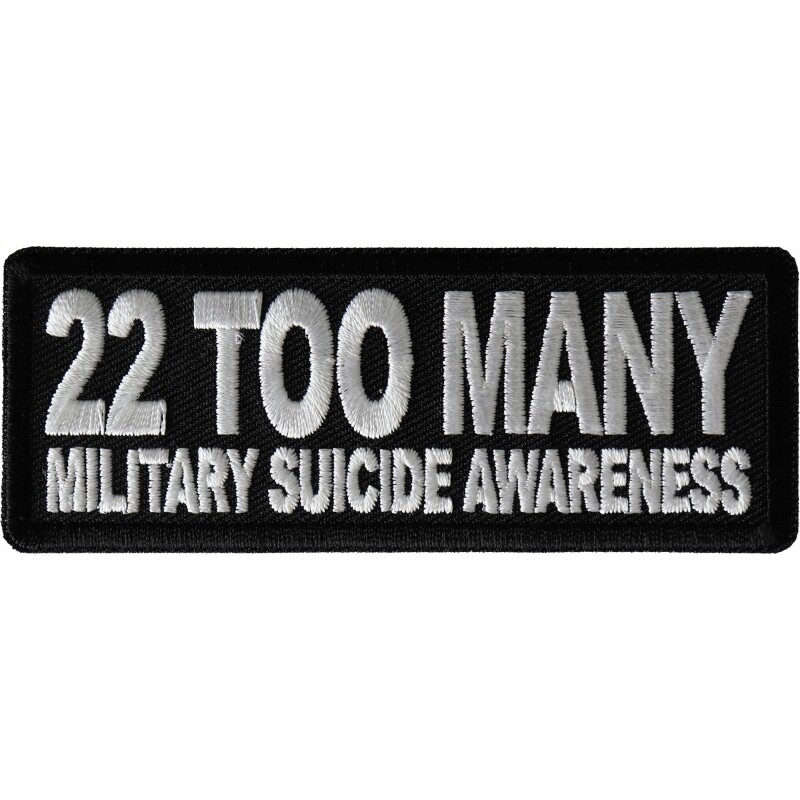 Patch (Iron-On or Sew-On), 22 Too Many Military Suicide Awareness, 4" x 1.5"