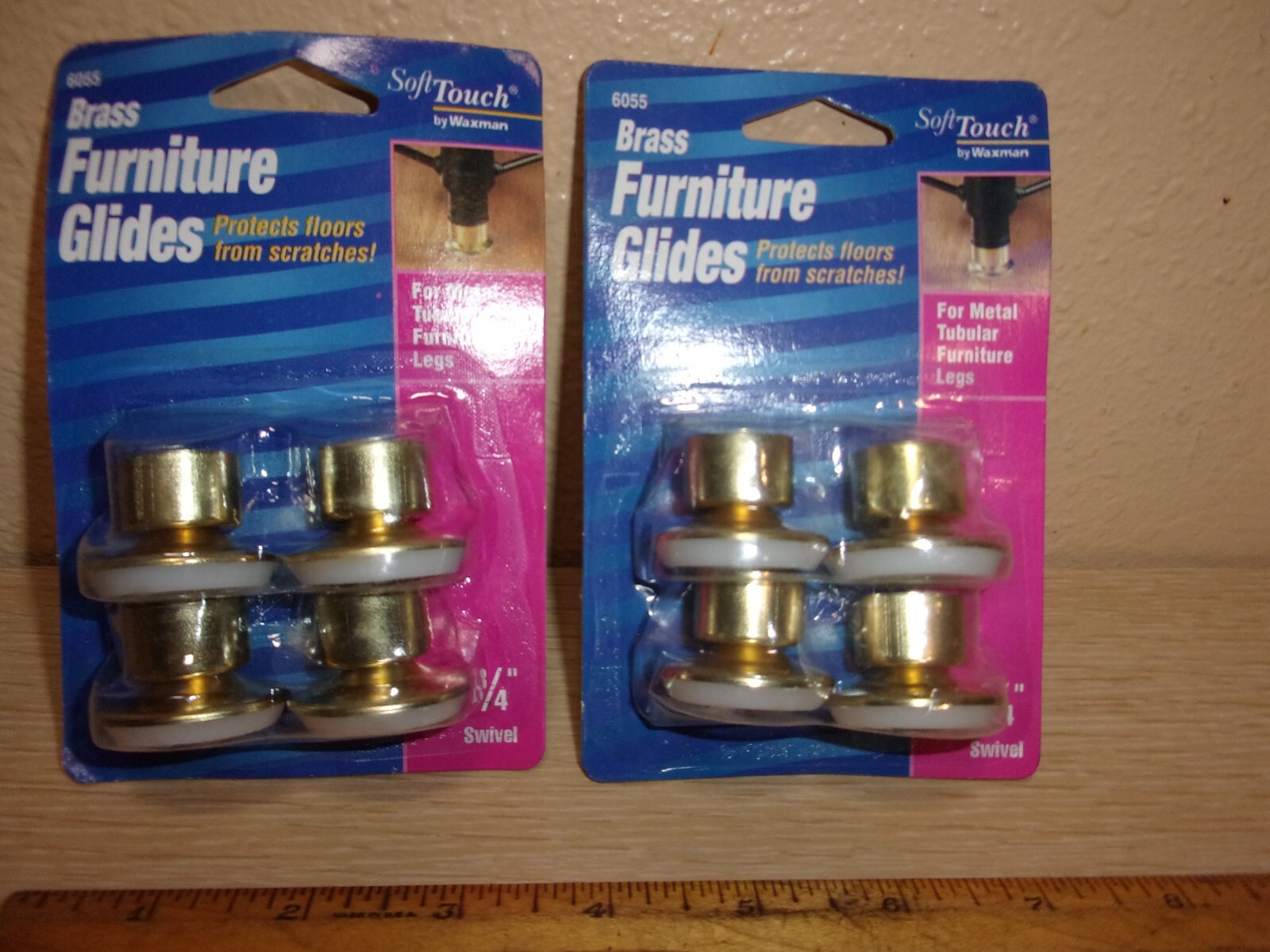 NOS VINTAGE LOT OF 2 PKGS OF 4(3/4") SWIVEL 6055 FURNITURE GLIDES READ DESCRIPTI