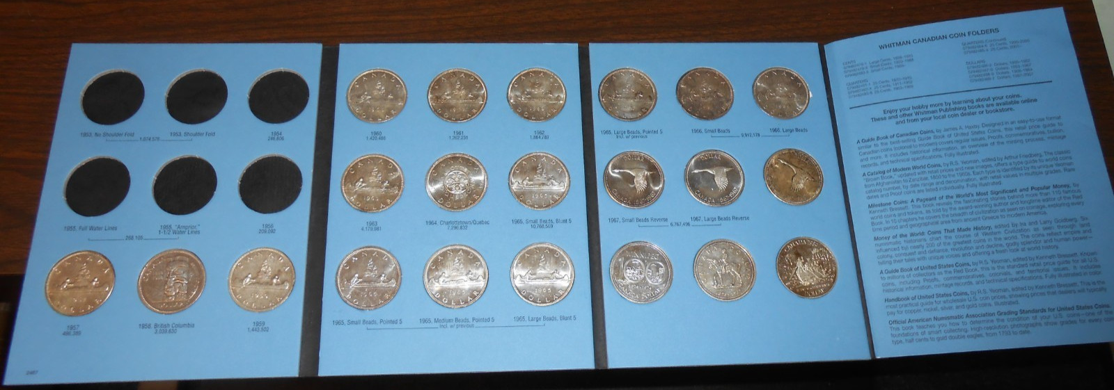 1953 TO 1967  CANADA DOLLAR COLLECTION USED  21 COINS  NO. 2   BOOK  2487 - NICE