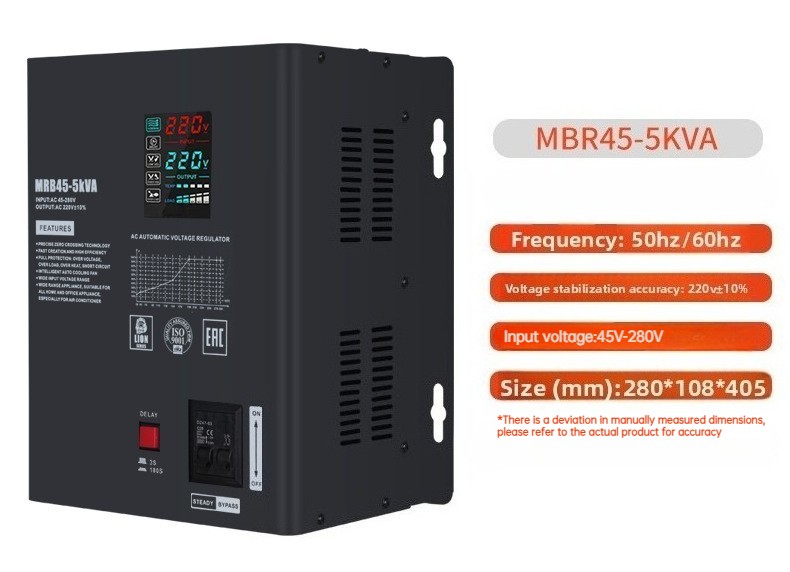 45-280V Input 220V Output Automatic Voltage Stabilizer Home AC Regulator 5/10KVA