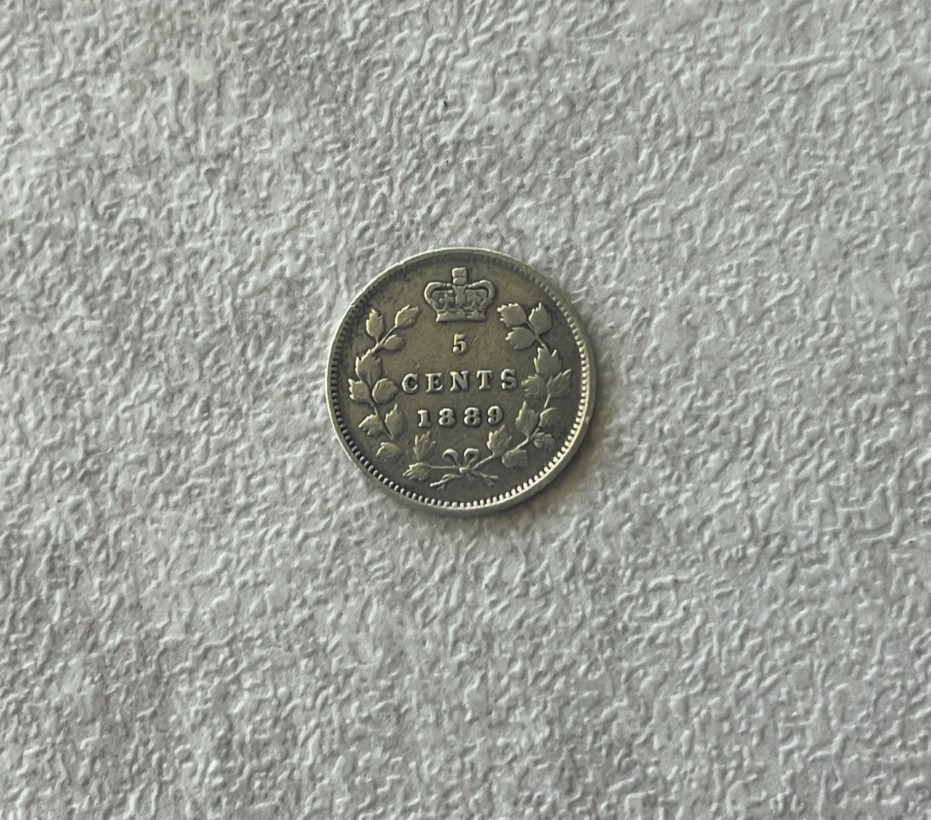 1889 Canada 5 Cents - Silver Cleaned L2
