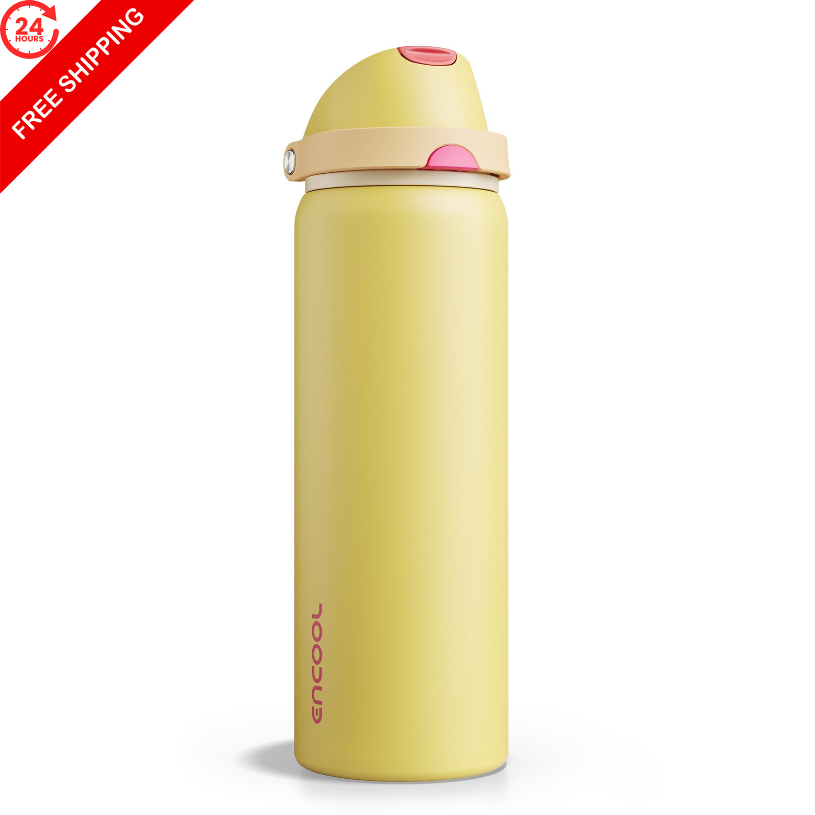 Insulated Water Bottle with Straw - Encool Stainless Steel 32 Ounces, Ginger