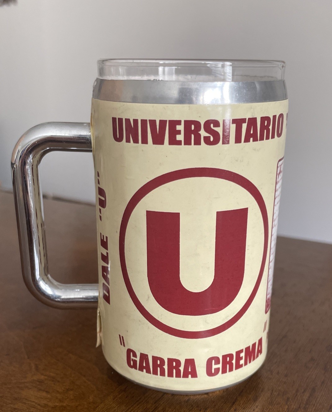 Universitario “ Garra Crema”  Lima-Peru - Unique Can Glass Cup- Lolo Por Siempre