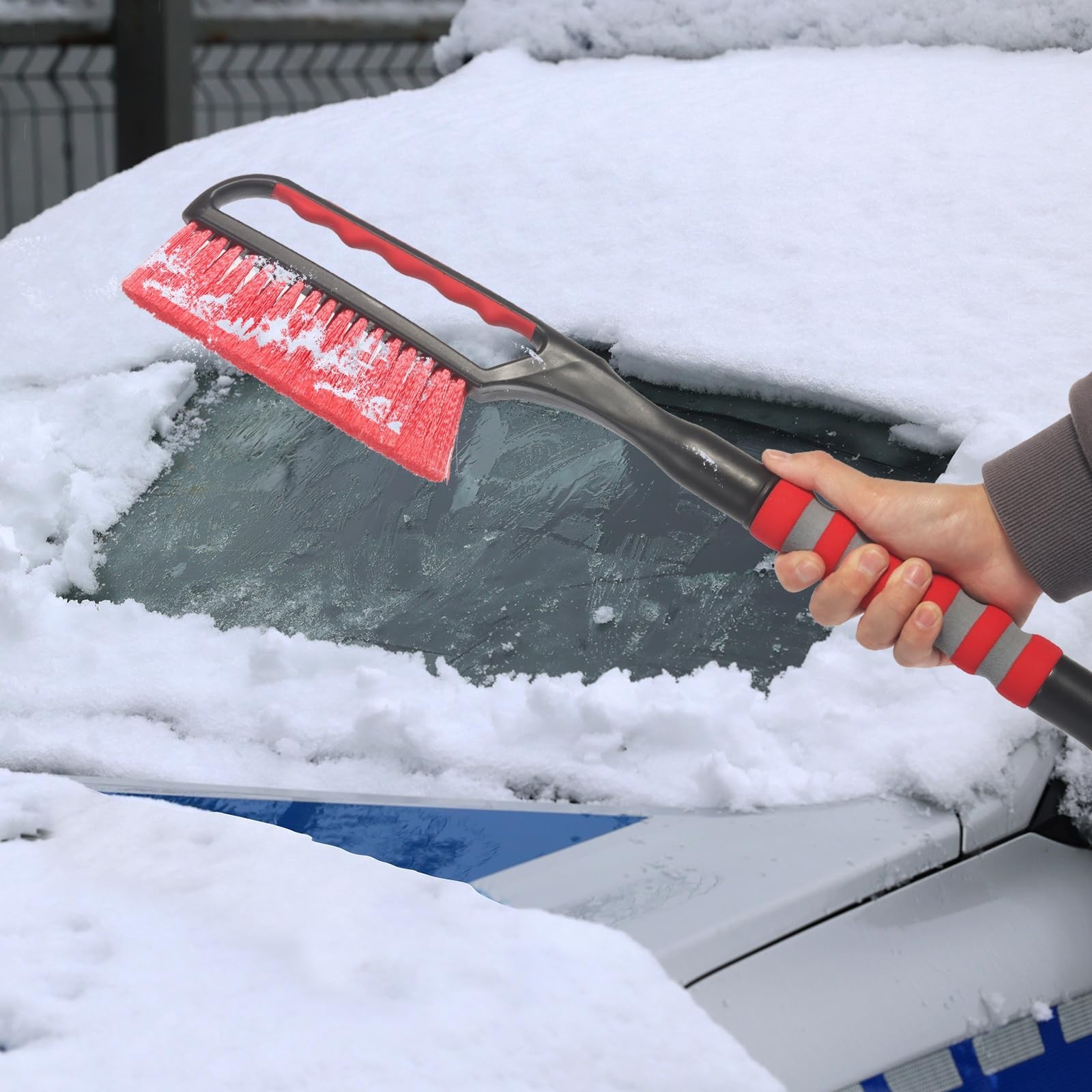 2-in-1 Snow Brush & Ice Scraper for Car Windshield - 26.4" Deicer Tool, 2 Pack