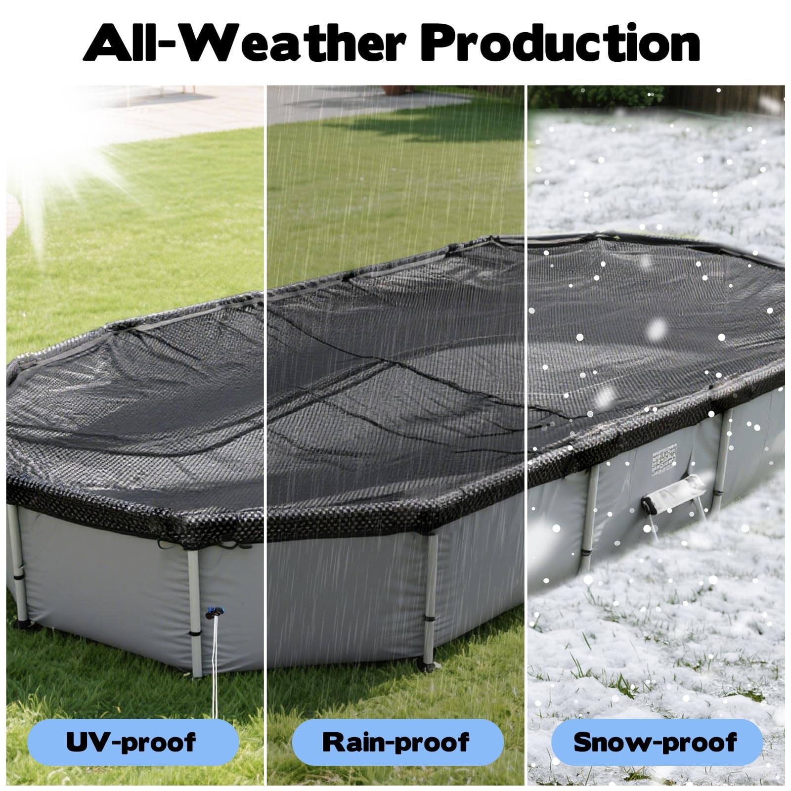 10' x 16' Oval Pool Leaf Net Cover with String, Winter 12 x 18 ft, Blue