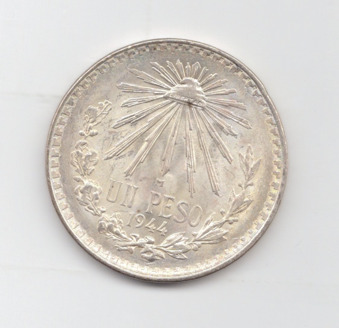 Mexico Silver Uncirculated 1944 Peso-Lot E39