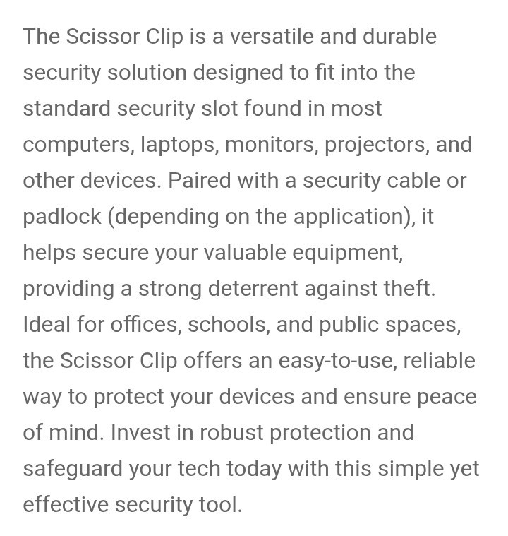 21 pcs Scissor clips Laptop Lock Security Slot
