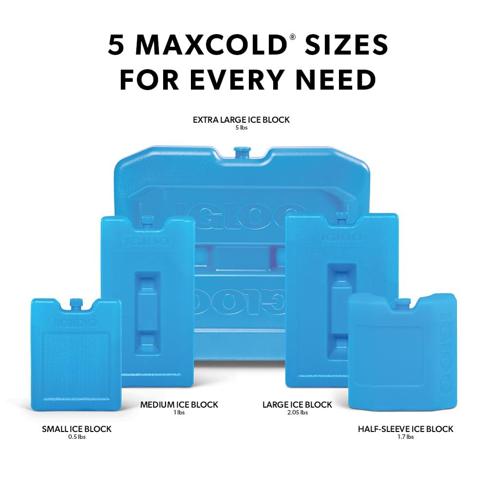 Igloo Medium Maxcold 2 Pack Ice Block, Reusable Ice Packs for Coolers, Freeze...