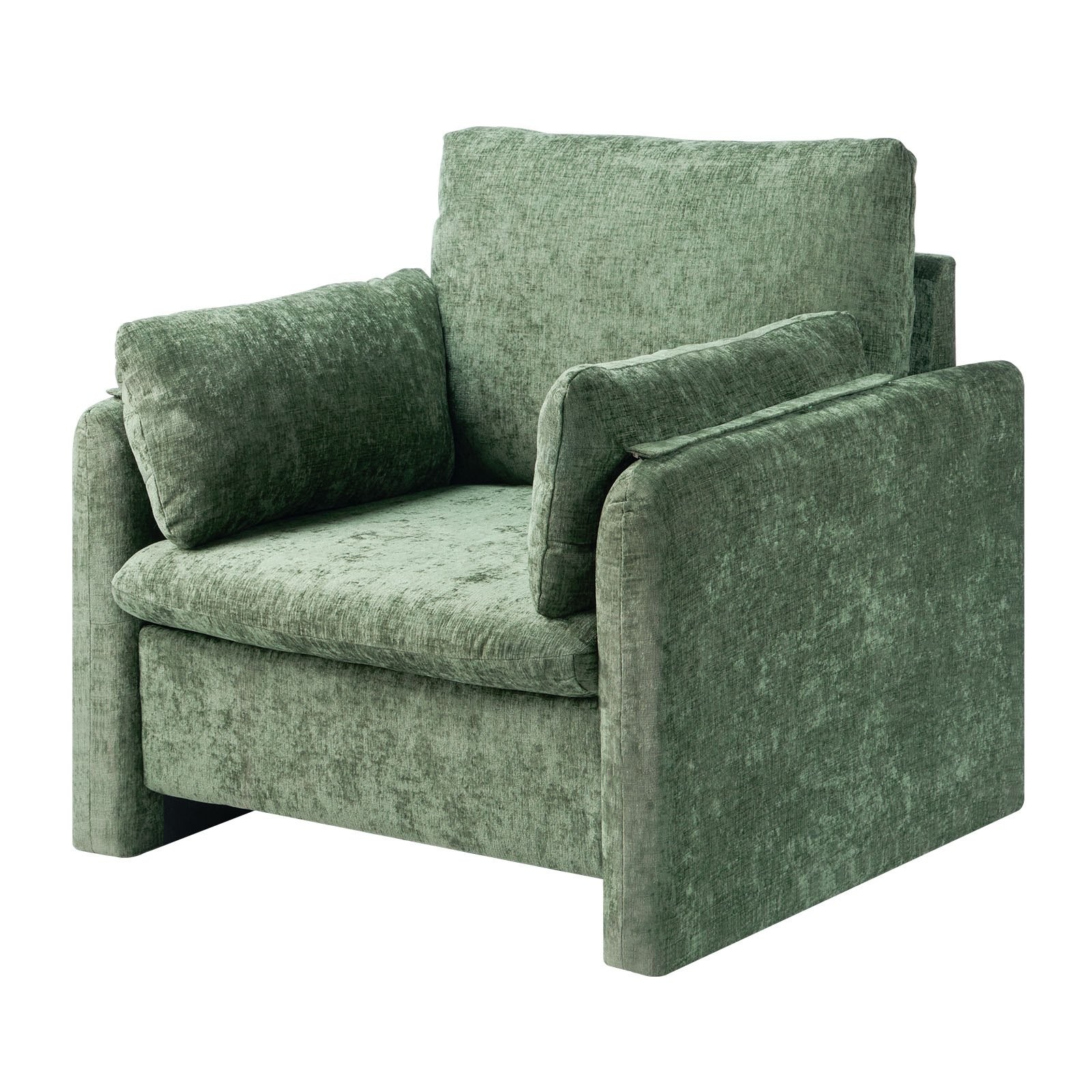 Green Accent Chair, Modern Upholstered Accent Chair With Armrests, Cloth Chairs