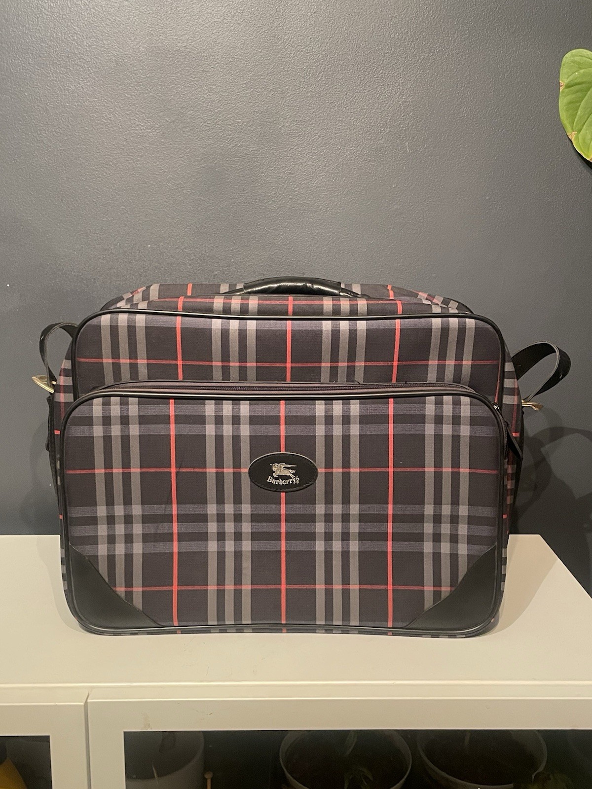 Vintage Burberrys Made in France Laptop Briefcase Travel Bag Nova Check Leather