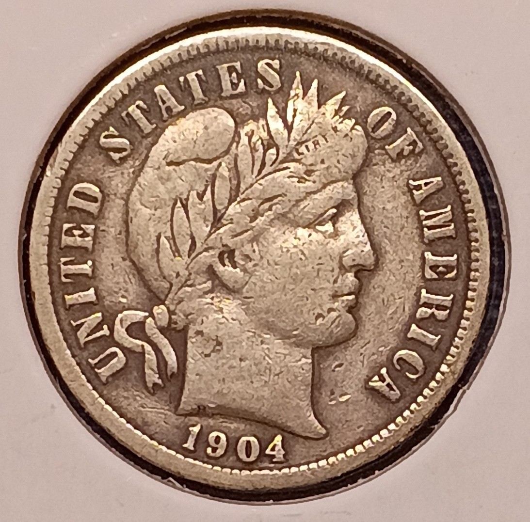 1904 BARBER DIME -- Very Fine (VF)