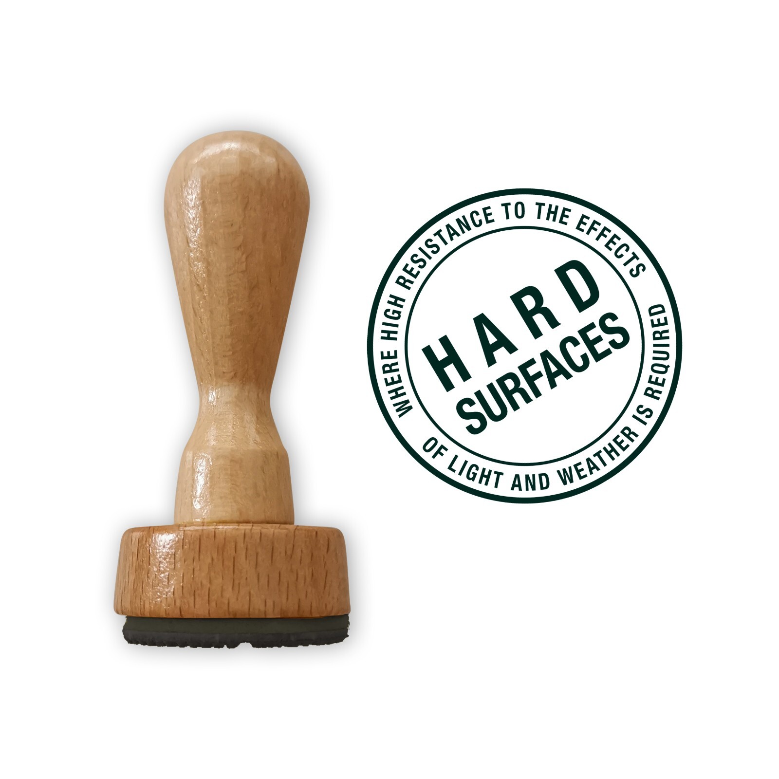 Personalised Wooden Rubber Stamp, Multiresistant for Hard Surfaces, Custom Logo