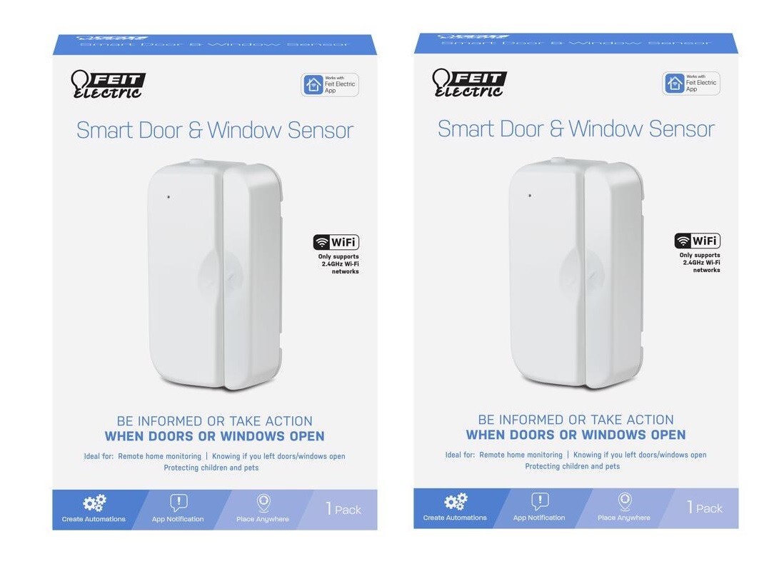 2 ~ Feit Smart Door & Window Sensor Wifi Works with Feit Electric App 1 pk