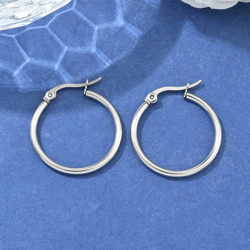 10 Pair Nickel Free Hoop Earrings Round Ring Shape Silver Blank for Earrings DIY