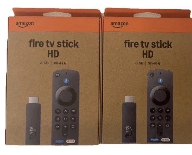 Lot of 2 Amazon Fire TV Stick HD 8GB Wi‑Fi 6 1080p HDR Alexa Voice Remote Black