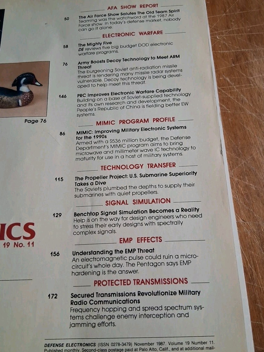 DEFENSE ELECTRONICS MAGAZINE November 1987