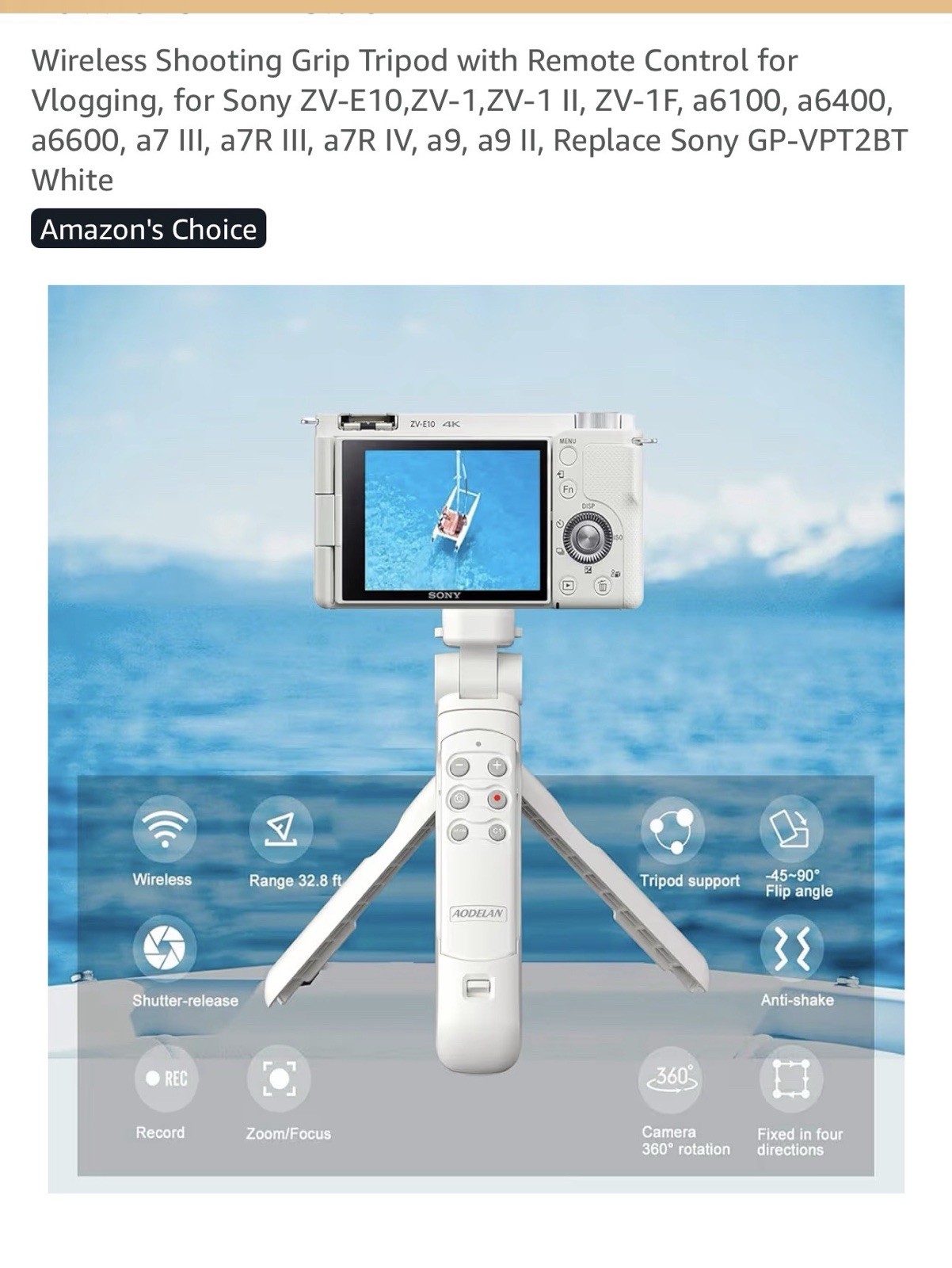 AODELAN Wireless Shooting Grip Tripod with Remote Control for Vlogging, for Sony