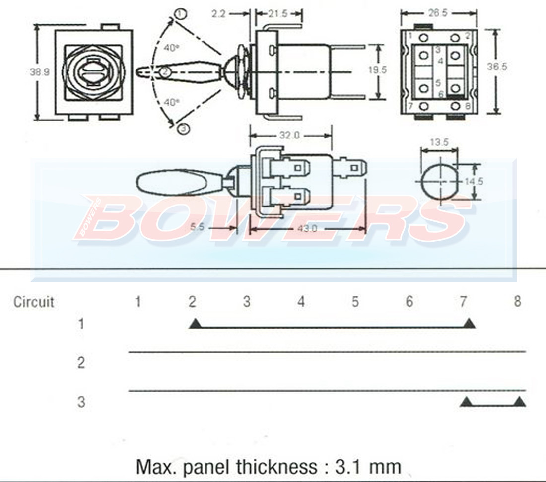 LUCAS 31743 57SA 2A9074 ON/OFF/ON INDICATOR TOGGLE FLICK SWITCH AUSTIN HEALY MG