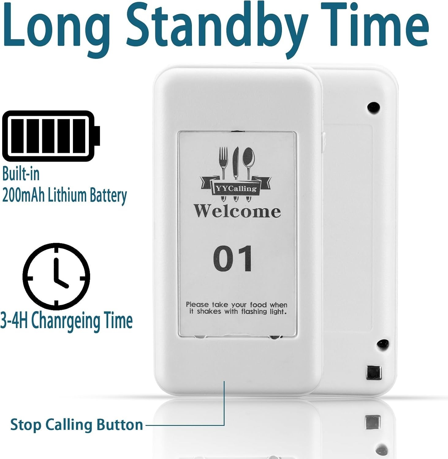 Versatile 10-Channel Restaurant Buzzers - Vibration, Flashing & Buzzer Modes