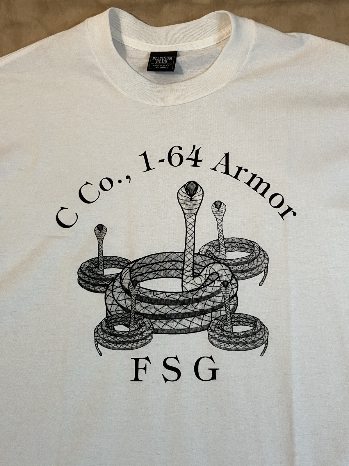 VTG US Army C Co 1-64 Armor Cobras Shirt XL USA Single-Stitch Fort Stewart GA