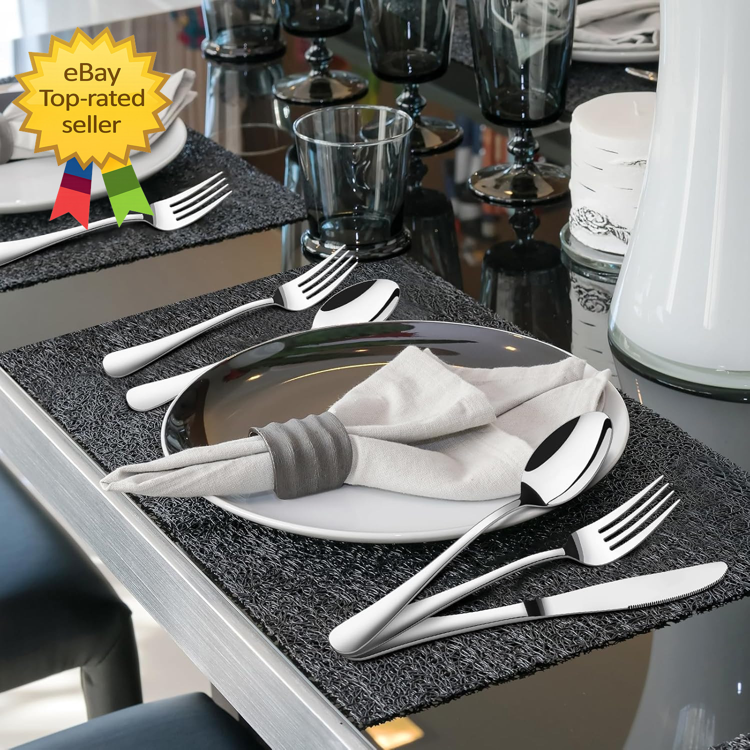 48Pcs Silverware Set for 8 Stainless Steel Flatware set Cutlery Utensil Kitchen