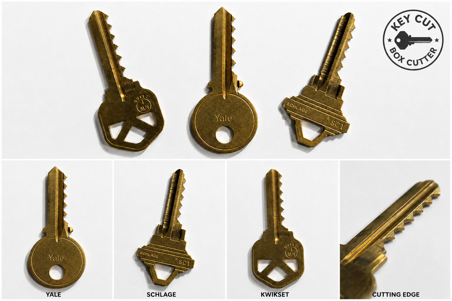 Handmade Brass Package Opener Keychain Box Opener EDC Warehouse Tool USA