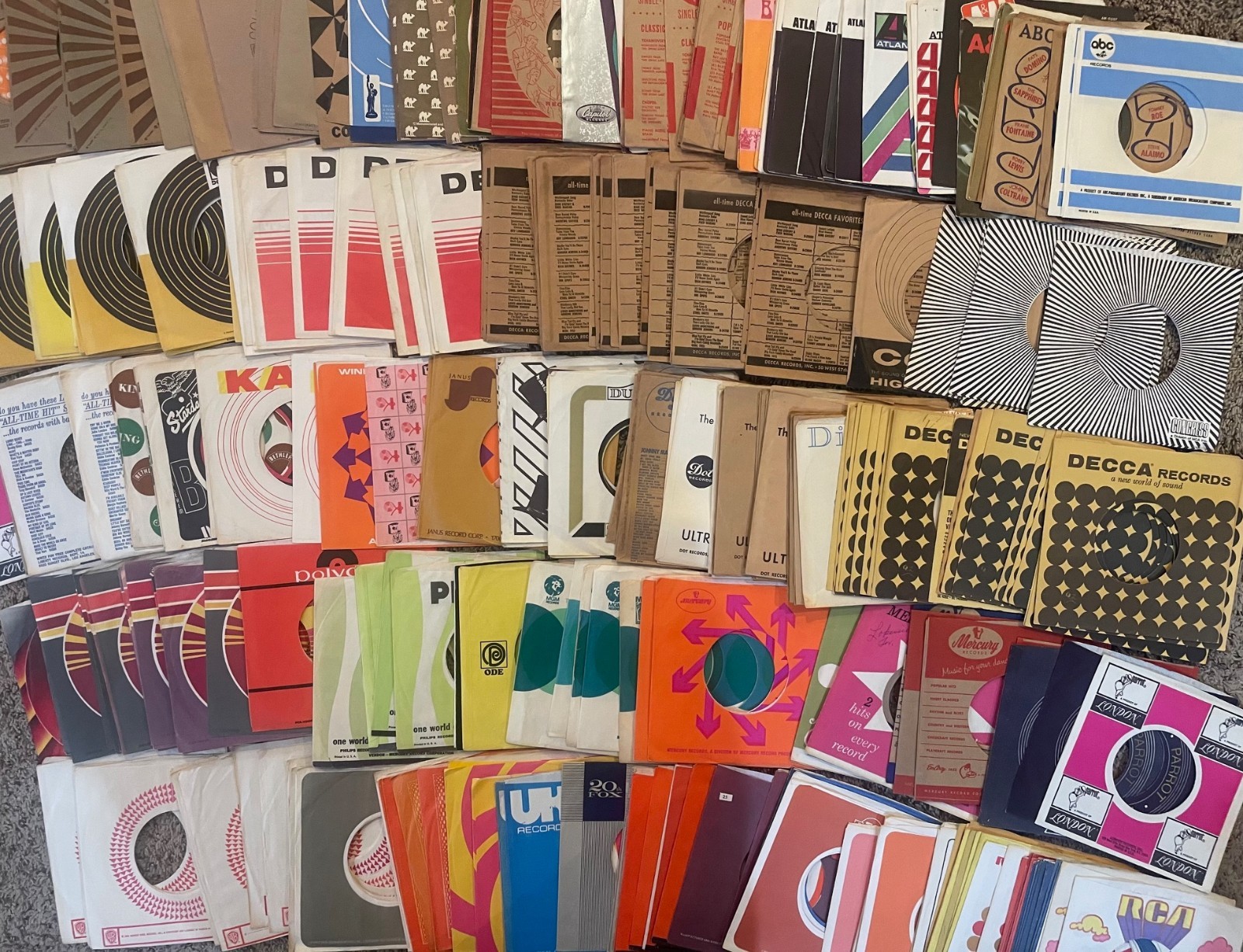 45 RPM RECORD COMPANY SLEEVES - 1950s/60s - $1.50 EACH-UNLIMITED SHIP-NEW 4/17!!