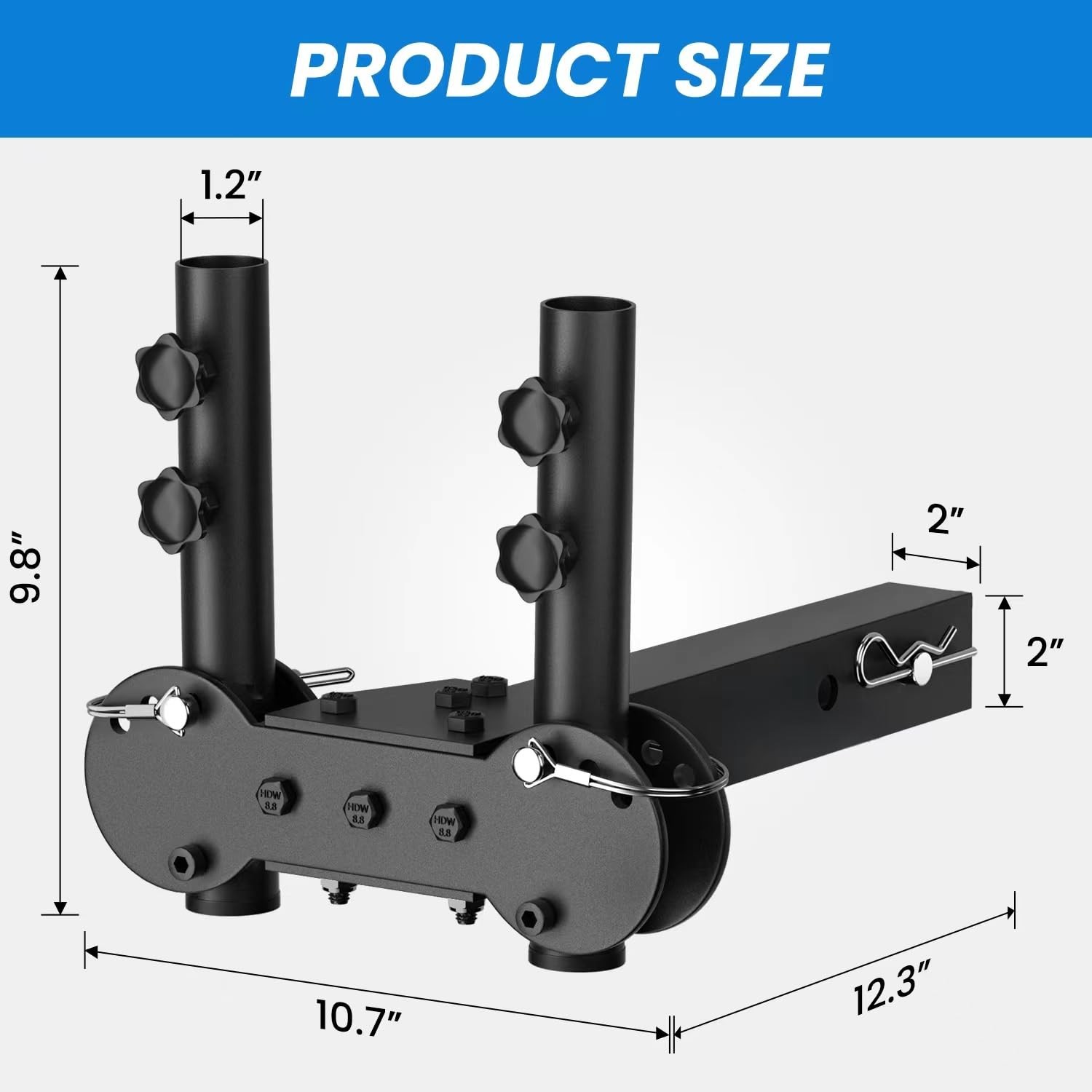 Adjustable Angle Double Hitch Mount Flagpole Holder | All Metal Durable , Fit...