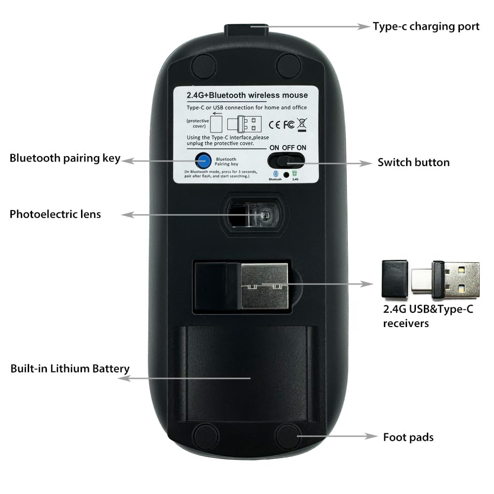 Rechargeable Bluetooth Mouse For Macbook/macbook Air/pro/ipad, Wireless