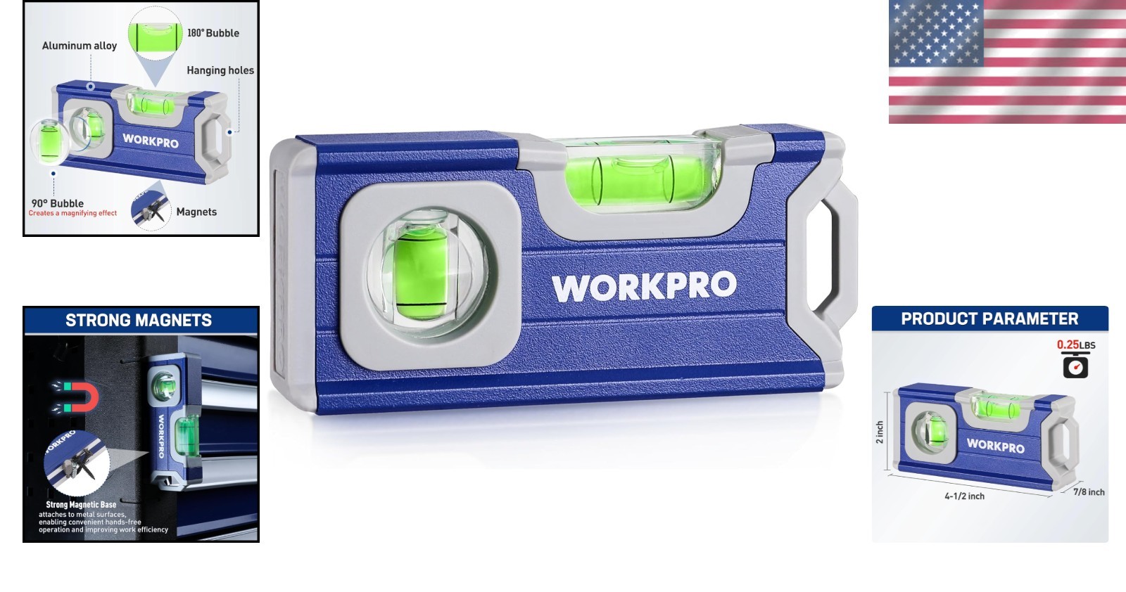 Compact 4-1/2 Inch Magnetic Level - Durable Aluminum Tool for Accurate Alignment
