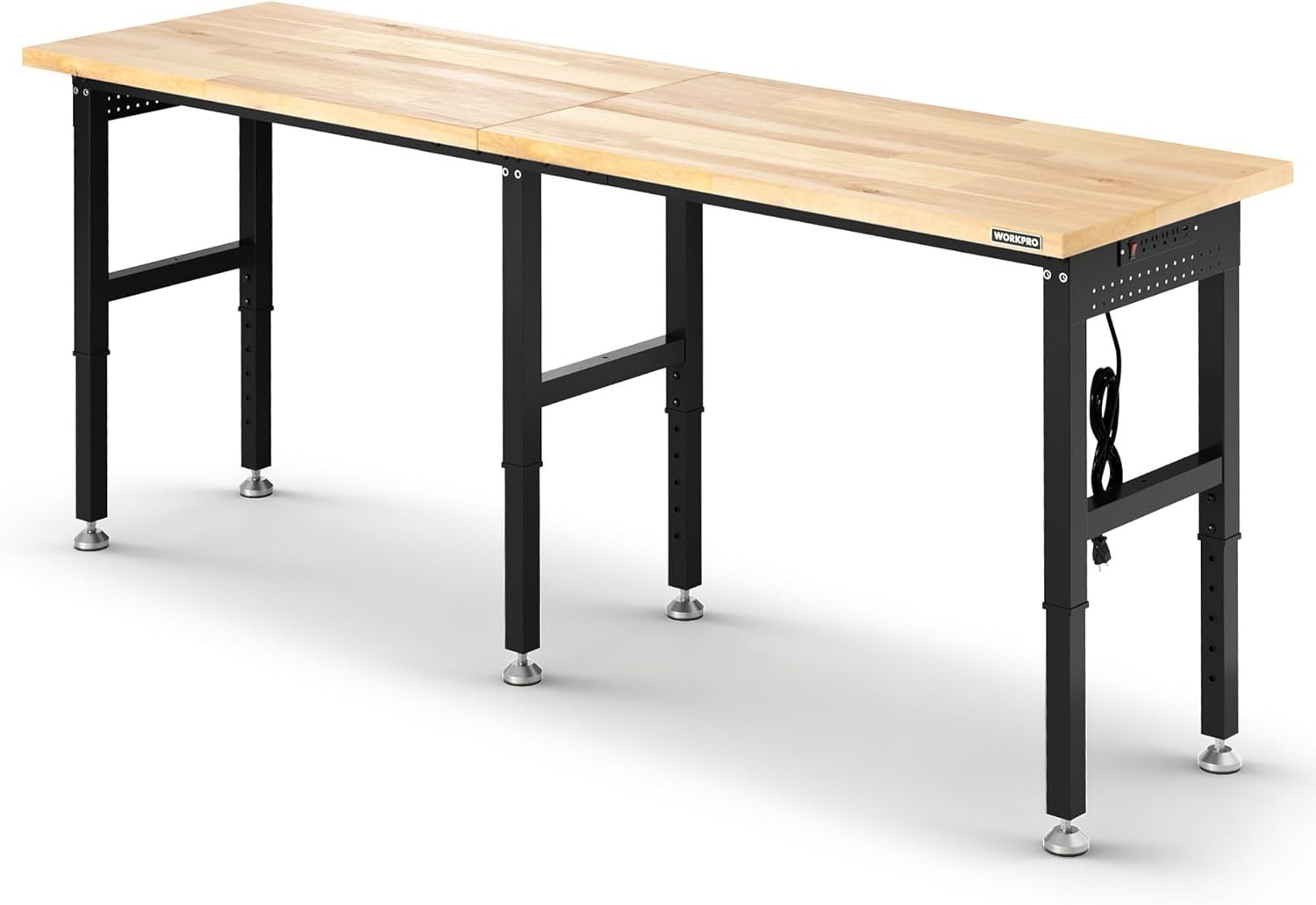 Industrial 96" Adjustable Workbench with Pegboard Organization & Power Access