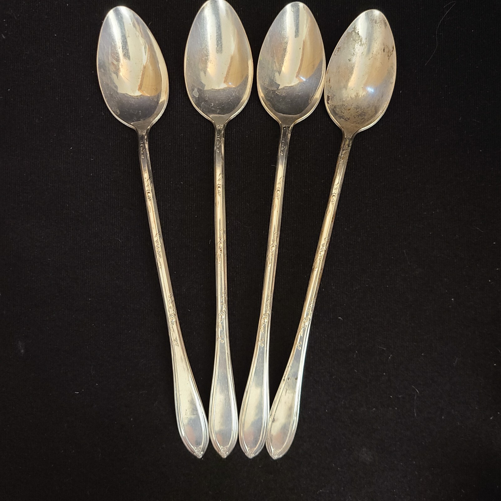 Set 4 Rosemary New England Silverplate Spoons Iced Tea Parfait Root Beer Float
