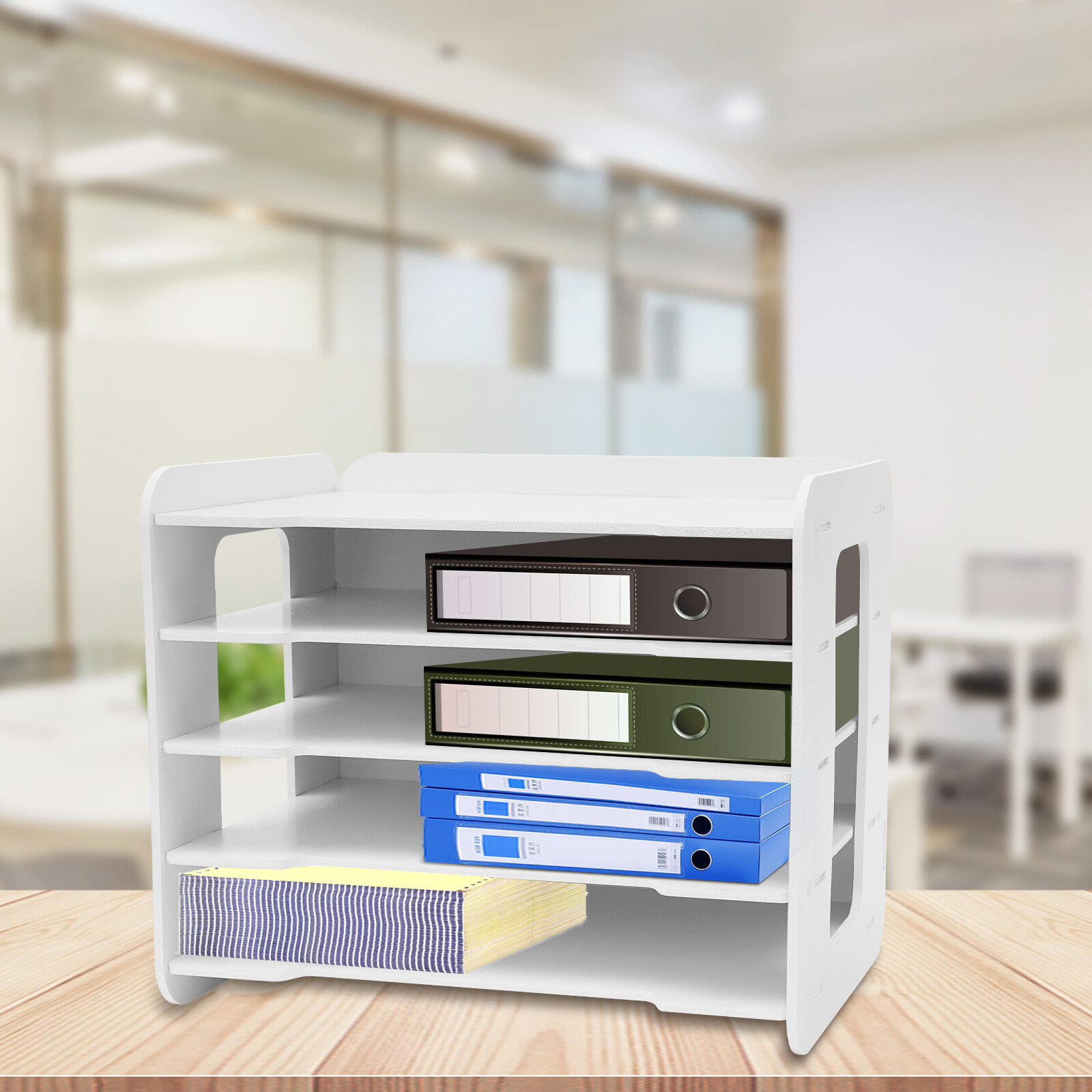 5 Tier Desktop Organizer Office Letter Document Storage Rack Book Paper Holder