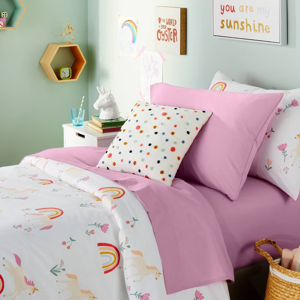 Full Solid Cotton Kids' Sheet Set Purple - Pillowfort